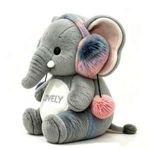 Cache-oreilles en peluche personnalisés à pompons dégradés, éléphant à ventre blanc, cache-oreilles en peluche éléphant dégradé rose-bleu - Product Image 4