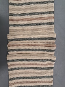 Tela de punto de ganchillo premium en oferta por yardas - Material de malla texturizada a rayas en negro, marrón oscuro, gris jaspeado y crema - Product Image 6