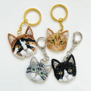 Porte-clés / Breloque de sac avec pierre précieuse, céramique et perle de lave |   Porte-clés coloré en perles de haute qualité et en acier inoxydable | - Product Image 1