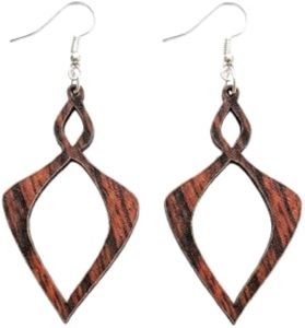 Nouvelles Boucles d'oreilles créoles tendance en bois et résine, motif texturé vert et violet, avec crochet plaqué or, bijoux vintage unisexe pour femme et soirée - Product Image 4