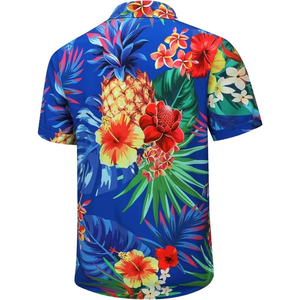 Chemises de plage d'été à imprimé ananas pour hommes, chemise à manches courtes décontractée à boutons, chemise florale pour hommes - Product Image 3