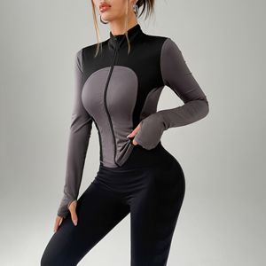 Wholesale Women's Workout Jacket Sport Wear Comfortable Design Yoga <b>Top</b> <b>Zip</b>-<b>up</b> Jacket With Pocket Athletic Workout Jackets Yoga - Product Image 4