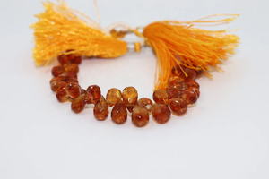 AAA+ Citrine Faceted <b>Stone</b> <b>Beads</b> Dark Deep Color Drops Shape <b>Beads</b> Strand Faceted Citrine Drops Strand - Product Image 3