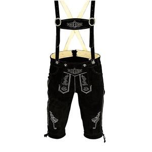 Lederhosen Bávaros Negros Premium para Hombre, Cuero Genuino Resistente, Bordado Tradicional, Tallas Europeas 46 a 62 - Product Image 1