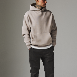 Custom Logo Cotton Blend Fleece <b>Pullover</b> Oversized Hoodies for <b>Men</b> Women Kids Winter Plain Thick with Embroidered Front - Product Image 4