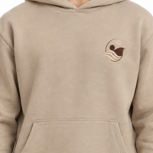 Sweat-shirt à capuche vintage beige personnalisé avec logo brodé pour homme, en coton uni, vente en gros - Product Image 2