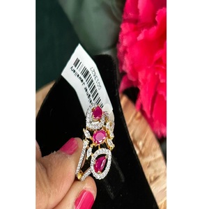 Flower <b>Cocktail</b> <b>Ring</b> Women's Brass 18K <b>Gold</b> Plated Zircon Natural Stone Pave Setting Glam Party Jewelry July Birthstone - Product Image 1