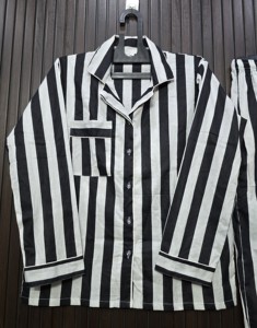 Striped Women's <b>Pajama</b> Set 100% Cotton Full Sleeve Casual Loose Fit Spring Woven Fabric Button Fly - Product Image 3