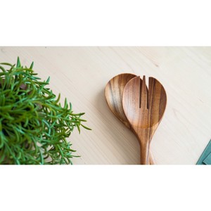 Wood Salad Servers Set Eco-Friendly Dishwasher <b>Safe</b> Wooden Salad <b>Tools</b> - Product Image 5