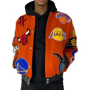 เสื้อแจ็คเก็ตขนสัตว์และหนังแบบคอลลาจ สีส้ม - Product Image 2