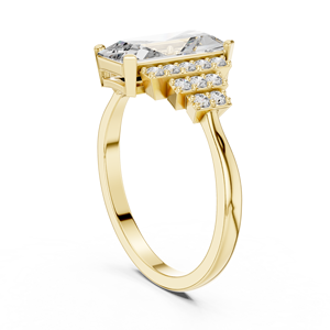 แหวนเพชรทรงเหลี่ยมมรกตแบบฝังเพชรแล็บโกรว์ ทองคำ 14K 18K สีเหลือง DEF VVS น้ำหนักรวม 2.25 กะรัต รับรองโดย IGI ชุบโรเดียม SHREERAJ SOLITAIRE - Product Image 4