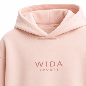 Custom 320 GSM Blush <b>Pink</b> Cotton Polyester Brushed Fleece Pullover <b>Hoodie</b> With Tonal Screen Printed Logo - Product Image 5
