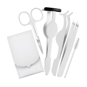 Ensembles d'outils professionnels pour extensions de cils, applicateurs de cils en acier inoxydable, pinces, ciseaux avec étui en cuir - Product Image 1
