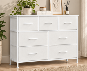 ตู้ลิ้นชักสีขาวสไตล์มินิมอล 7 ชั้น พร้อมแผง MDF สำหรับจัดเก็บในห้องนอน - Product Image 4
