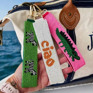 Unique Designs Custom Animal Beaded Adjustable Keychain <b>Wristlet</b> Zebra Alligator Personalized Name Bright Stylish Keychains 2026 - Product Image 1