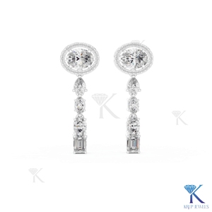 Boucles d'oreilles pendantes en diamant CVD cultivé en laboratoire, taille brillant, certifiées IGI, or massif 14 carats, bijoux de luxe pour femmes, bijoux de mariée - Product Image 4
