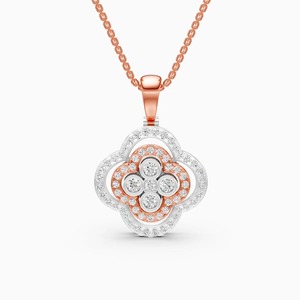 จี้เพชรเพาะเลี้ยง Luxe 0.58 กะรัต รุ่น FloraLuxe ทำจากทอง 9K สีเหลือง ขาว และโรสโกลด์ - Product Image 1