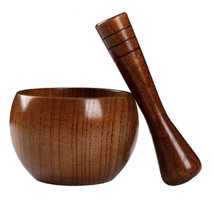 Mortier et pilon en bois naturel, outil de cuisine écologique traditionnel, moulin à épices 54 pour broyer les herbes et les épices - Product Image 1