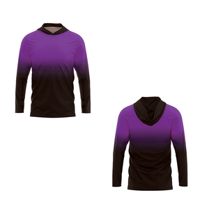Maillot de football pour homme à manches longues, dégradé violet et noir, sublimé, en polyester respirant, coupe classique, toutes saisons - Product Image 3