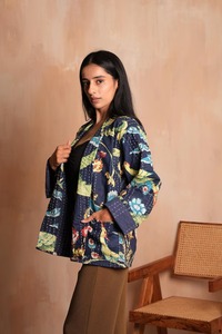 Handmade Winter <b>Reversible</b> Quilted Cotton Jacket & <b>Coat</b> for Bridesmaid Gift Outerwear with Floral Pattern - Product Image 2