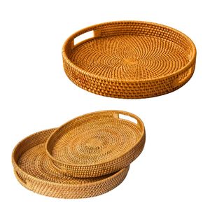 Panier/Plateau en Rotin PHU HAO Fait Main Écologique Décoration Maison Poignées Gain de Place Polyvalent Panier de Service et de Rangement - Product Image 1