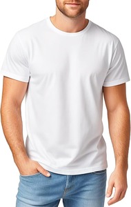 Camiseta de Algodón Lavanda para Hombre, Manga Corta, Cuello Redondo, Corte Regular, Informal, Tejido de Punto, Color Sólido - Product Image 5