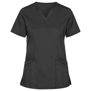 Custom V Neck <b>Scrubs</b> <b>Uniforms</b> Sets ShortSleeve Banded Waist Woman Female Nursing <b>Scrubs</b> Wholesale With Cargo Pants - Product Image 2