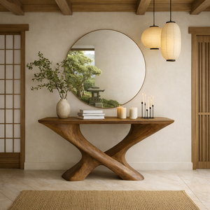 Mesa de Consola de Madera Natural, Muebles Modernos Hechos a Mano para Sala de Estar, Hotel, Muebles de Madera Sólida de Alta Gama para Entrada y Villa - Product Image 5