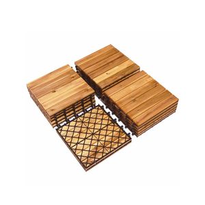27 pz Piastrelle a incastro multifunzionali in legno di acacia da 30x30 cm per esterni, modello fai-da-te con bordo scanalato per decking da giardino - Product Image 1