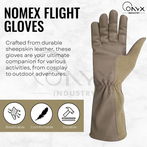 Guantes de vuelo Nomex duraderos de ONYX INDUSTRY al por mayor, resistentes al fuego y al calor, de cuero de cabra, tácticos, de aviación, de seguridad, para tripulación. - Product Image 2