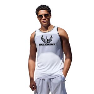 Débardeur de sport blanc en maille pour homme – Maillot d'entraînement athlétique sans manches respirant pour le fitness et le sport - Product Image 1