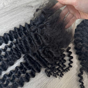 Extensions de cheveux humains vietnamiens de couleur noire Water Curl Lace de fermeture droite naturelle - Product Image 5