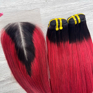 Extensiones de Cabello Virgen Natural Vietnamita de Lujo, Color Rojo Degradado, Liso, con Cierre, Super Double Drawn, Envío Rápido - Product Image 2