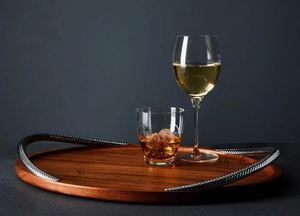 Bandeja de servir de madera natural más vendida con asa de metal, bandeja para servir comida, té y café, bandeja de almacenamiento para la cena y utensilios de cocina. - Product Image 4