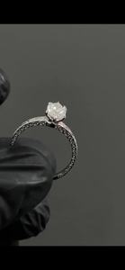 Bague de fiançailles Art Déco en moissanite taille marquise, or blanc 14 carats, bande filigrane vintage, bague solitaire, bijoux de luxe pour mariée - Product Image 2