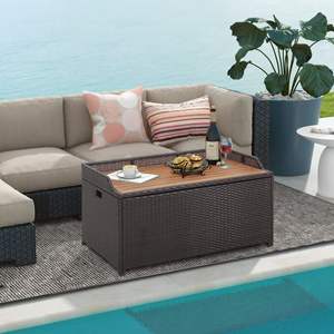 45-Gallon Outdoor <b>Storage</b> <b>Bench</b> with Zippered Liner for <b>Garden</b> or Patio Use - Product Image 2