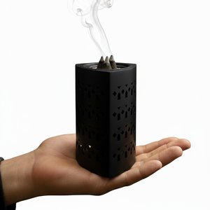 Contemporary <b>Oud</b> Incense Holder with Geometric Cutwork Design Wholesale Supplier Metal <b>Bakhoor</b> Burner - Product Image 4