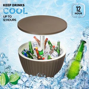 Tavolo Refrigerante da Esterno Regolabile in Altezza, Frigorifero per Birra e Vino da 8 Galloni, Resistente alle Intemperie, Bar da Patio - Product Image 3