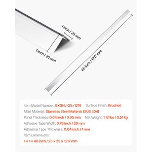 Confezione da 10 Protezioni Angolari in Acciaio Inox 304, 1 x 1 x 48 Pollici, Protezioni per Bordi a 90 Gradi, Finiture Metalliche per Angoli di Pareti - Product Image 6