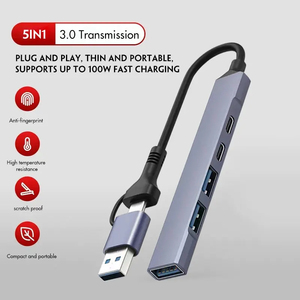 Hub USB 3.0 Tipo C de 5 Puertos, Estación de Acoplamiento Ultra Delgada de Aleación de Aluminio, Expansor para Laptop, PC, MacBook, en Stock, Alta Velocidad - Product Image 4