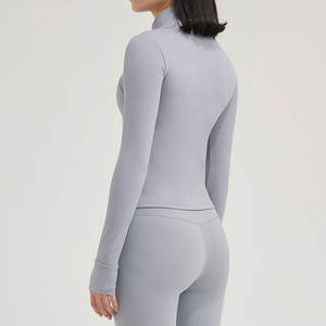 Chaqueta deportiva de cuello alto para mujer, top deportivo de manga larga, ropa de fitness con cremallera, chaqueta de yoga, más vendida. - Product Image 5