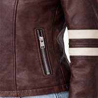 Veste Courte Femme Marron en Similicuir Décontractée, Manteau Court en PU Souple Tissé Léger, Coupe Ajustée avec Fermeture Éclair