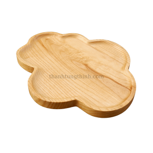 Bandeja de Madera de Roble con Forma de Flor y Borde Elevado, Plato para Servir con Vetas Naturales para Decoración de Cocina, Hecho en Vietnam - Product Image 2