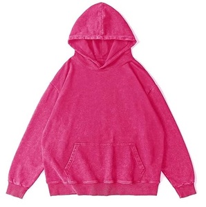 <b>Men</b> Oversized Acid Wash Pullover <b>Hoodie</b> French Terry Vintage <b>Pink</b> Hooded Sweatshirt Heavy Stone Washed Hooded Custom OEM ODM - Product Image 4