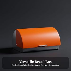 Orange Metall-Brotkasten mit Klappdeckel zur Frischhaltung Moderner Küchen-Lebensmittel-Aufbewahrungsbehälter - Product Image 4