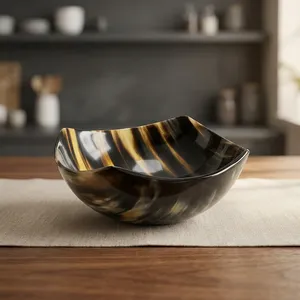 Bol en corne de buffle, artisanal, poli, corne naturelle, bol de service, vaisselle artisanale décorative pour la maison, la cuisine, la salle à manger, le restaurant - Product Image 3