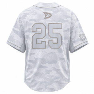 Maillot de baseball camouflage blanc pour homme, manches courtes, boutons sur le devant, évacuation de l'humidité, coupe classique - Product Image 4