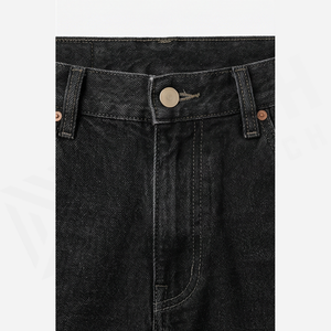 Jean en denim coupe droite délavé foncé pour homme, taille haute, coupe slim, en coton, style décontracté, pantalon d'automne - Product Image 4