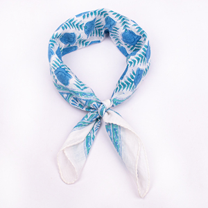Cotton Blue <b>White</b> Geometric Patterned Bandana Summer Breathable Lightweight Multifunctional Scarf Bandana <b>Wraps</b> - Product Image 4