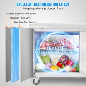 Tavolo Refrigerato Professionale in Acciaio Inox da 60 Pollici per Preparazione Sandwich e Insalate, 16,4 Cu. Ft. Attrezzatura di Refrigerazione per Cucine Commerciali 2 - Product Image 4